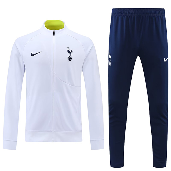 Tottenham hotspur giacca bianca da calcio abbigliamento sportivo tuta cerniera completa uniforme da uomo kit da allenamento cappotto da calcio all'aperto 2022-2023
