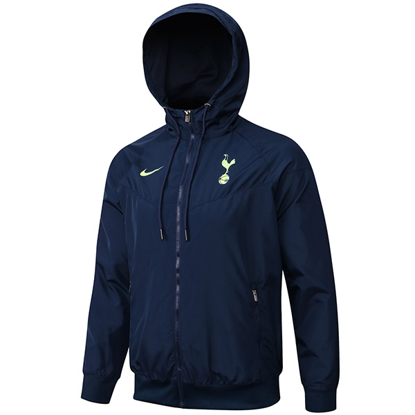 Tottenham Hotspur giacca a vento con cappuccio del tuta sportiva da calcio tuta da allenamento da uomo con cerniera completa tuta sportiva da calcio all'aperto blu navy 2022-2023